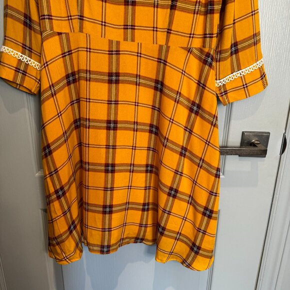 NWT Voodoo Vixen Harley Dress Size XL Yellow Plaid Embroidered Cottagecore FLAW - Picture 6 of 16